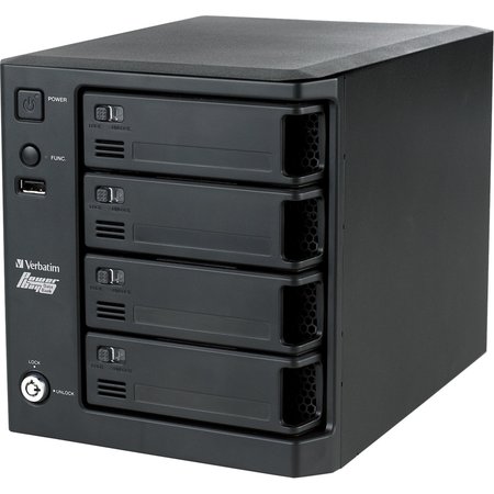 VERBATIM Drive, Usb/Esata/Ethernet, 4Tb, Powerbay Quad, Nas W/ 4 Removable Ctgs 96958